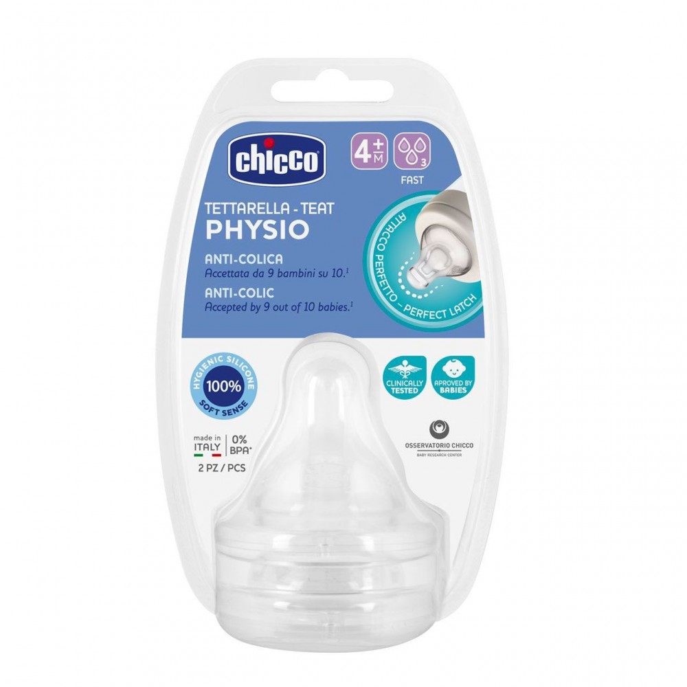 CHICCO TETTARELLA PERFECT 5 4M IN SILICONE 3 FORI 2 PEZZI - Farmaciapacini.it
