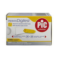 LANCETTE PUNGIDITO  DIGITEST + TAMPONCINO PER GLICEMIA DIAMETRO AGO GAUGE28 25 LANCETTE + 25TAMPONI - Farmaciapacini.it