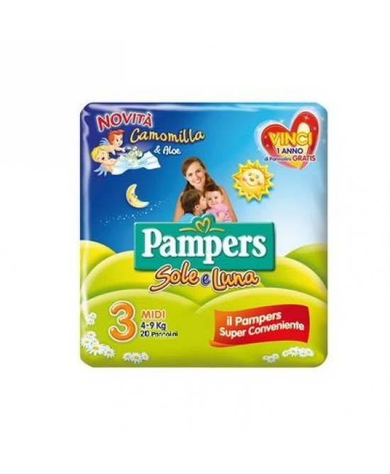PANNOLINO PER BAMBINO PAMPERS SOLE & LUNA MIDI 20 PEZZI - Farmaciapacini.it