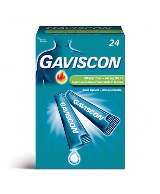 Gaviscon 500+267mg/10ml e Aroma Menta 24 Bustine - Farmaciapacini.it