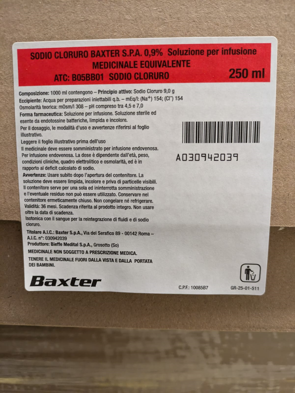 SODIO CLORURO*0,9% 1FL 250ML - Farmaciapacini.it