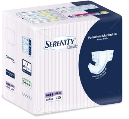 PANNOLONE PER INCONTINENZA A MUTANDINA SERENITY CLASSIC FORMATO MAXI TAGLIA LARGE 15 PEZZI - Farmaciapacini.it