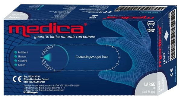 MEDICA GUANTO LATTICE N/STERILE CON POLVERE DM MISURA L 100 PEZZI - Farmaciapacini.it