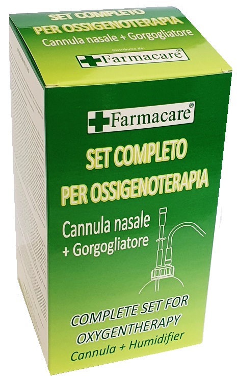 SET PER OSSIGENOTERAPIA CON SOSTEGNO A OCCHIALE MUNITO DI TUBO DI COLLEGAMENTO FLESSIBILE ANTIOTTURAMENTO ED UN GORGOGLIATORE PER UMIDUFUCAZIONE - Farmaciapacini.it
