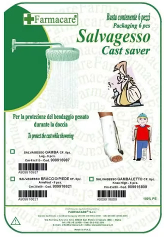 SALVAGESSO PER GAMBALETTO UTILE PER LA PROTEZIONE DEL GESSO DURANTE LA DOCCIA 6 PEZZI - Farmaciapacini.it