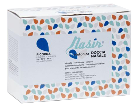 NASIR LAVAGGIO NASALE SOLUZIONE FISIOLOGICA ISOTONICA STERILE SCATOLA CON 4 SACCHE 500ML 4 BLISTER 1 VENTOSA - Farmaciapacini.it