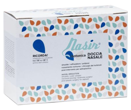 NASIR DOCCIA NASALE CON SOLUZIONE FISIOLOGICA ISOTONICA 10 SACCHE 250 ML + 1 BLISTER - Farmaciapacini.it