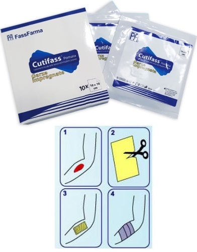 CUTIFASS GARZA 10X10 CM IMPREGNATA CON POMATA 10 PEZZI - Farmaciapacini.it