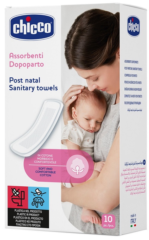 CHICCO MAMMA DONNA ASSORBENTI POSTPARTO COTONE 10 PEZZI - Farmaciapacini.it