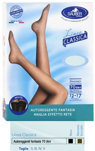 SAUBER AUTOREGGENTE FANTASIA 70 DEN MAGLIA MICRORETE COLORE NERO TAGLIA 4 LINEA CLASSICA - Farmaciapacini.it