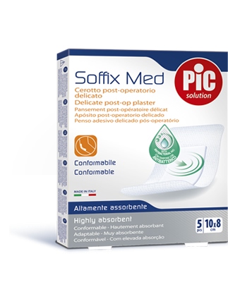 CEROTTO PIC SOFFIX MED IN TNT CON TAMPONE CENTRALE ASSORBENTE STERILE MONOUSO 10X8 CM ANTIBATTERICO 5 PEZZI - Farmaciapacini.it