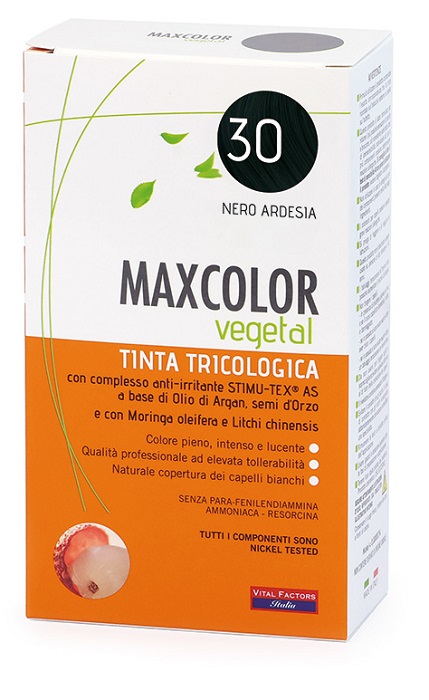 MAXCOLOR VEGETAL TINTA TRICOLOGICA 30 NERO ARDESIA 140 ML - Farmaciapacini.it