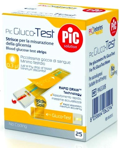 STRISCE MISURAZIONE GLICEMIA PIC GLUCOTEST 25 PEZZI - Farmaciapacini.it