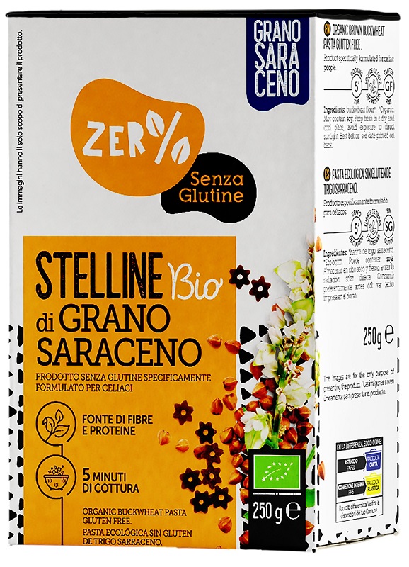 ZERO% GLUTINE STELLINE GRANO SARACENO INTEGRALE SENZA GLUTINE BIO 250 G - Farmaciapacini.it