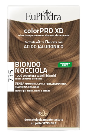 EUPHIDRA COLORPRO XD 735 BIONDO NOCCIOLA GEL COLORANTE CAPELLI IN FLACONE + ATTIVANTE + BALSAMO + GUANTI - Farmaciapacini.it