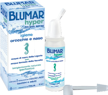 BLUMAR HYPER SPRAY NO GAS SOLUZIONE IPERTONICA DI ACQUA DI MARE E ACQUA TERMALE PER IGIENE NASO E ORECCHIO 50 ML - Farmaciapacini.it