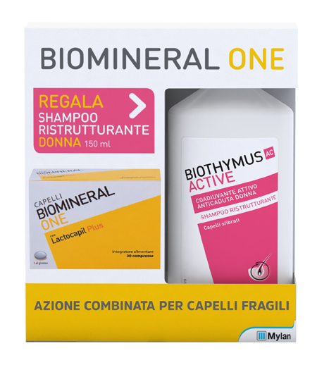 BIOMINERAL ONE LACTOCAPIL 30 COMPRESSE + BIOTHYMUS SHAMPOO DONNA RISTRUTTURANTE 150 ML - Farmaciapacini.it