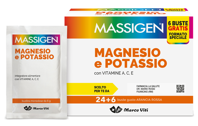 MASSIGEN MAGNESIO POTASSIO 24 BUSTINE + 6 BUSTINE - Farmaciapacini.it