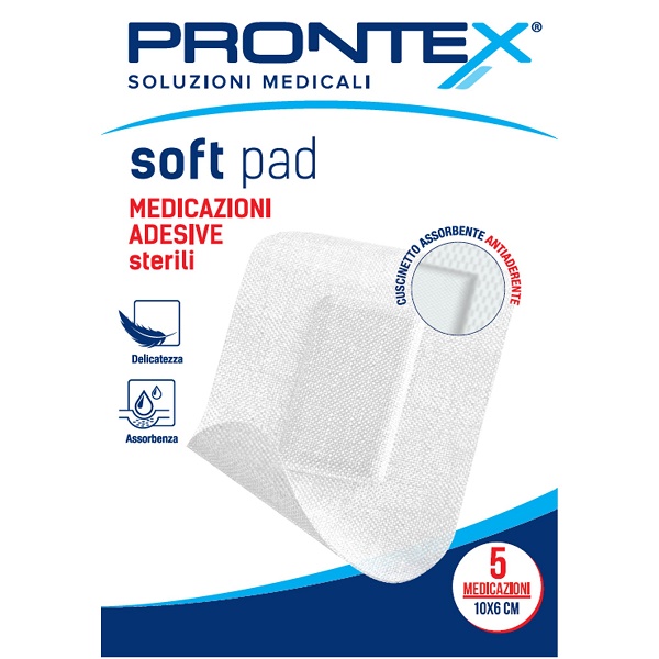 MEDICAZIONE ADESIVA STERILE PRONTEX SOFT PAD 10X6 CM 5 PEZZI - Farmaciapacini.it