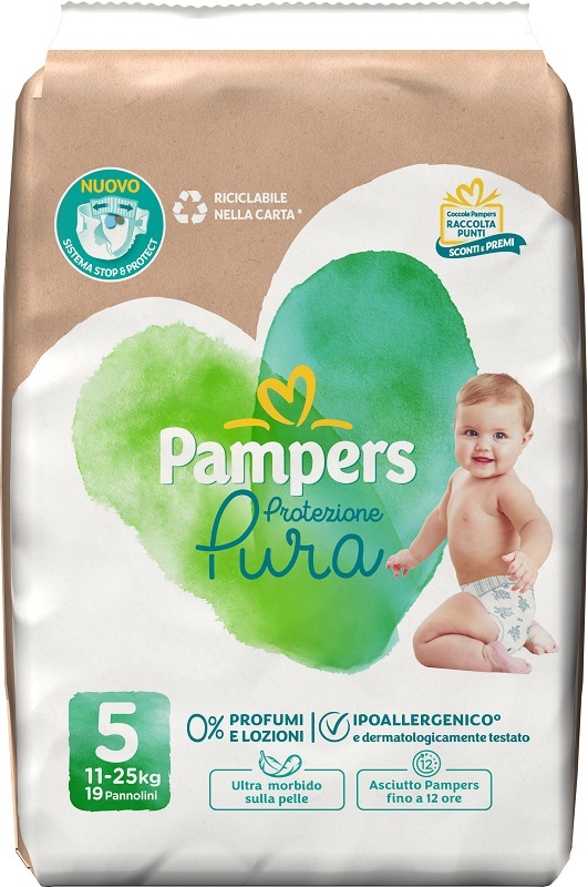 PAMPERS PROTEZIONE PURA JUNIOR PANNOLINI 19 PEZZI - Farmaciapacini.it