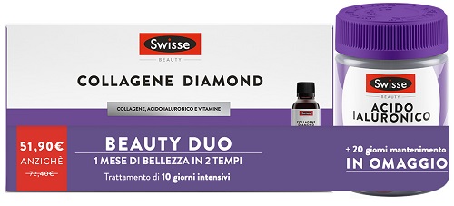 SWISSE PROMO COLLAGENE DIAMOND 10 FLACONCINI + ACIDO IALURONICO HA 40 GOMMOSE - Farmaciapacini.it