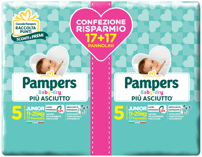 PAMPERS BABY DRYDUO DWCT JUNIOR X 34 PEZZI - Farmaciapacini.it