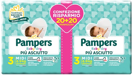 PAMPERS BABY DRYDUO DWCT MIDI 40 PEZZI - Farmaciapacini.it
