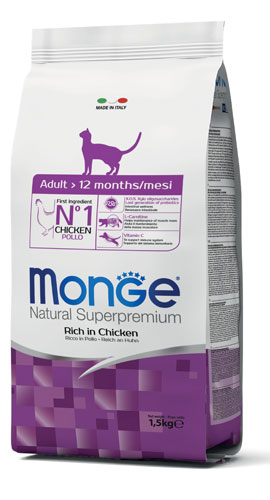 MONGE NATURAL SUPERPREMIUM SECCO GATTO ADULT CAT 1,5 KG - Farmaciapacini.it