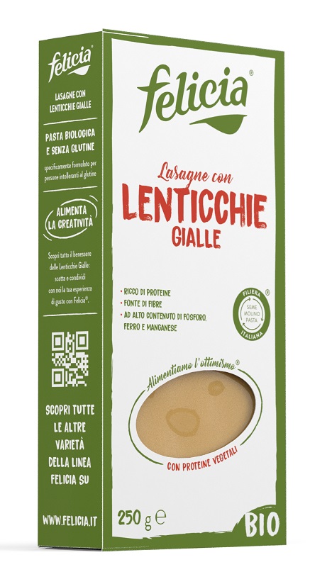 FELICIA BIO LASAGNE LENTICCHIE GIALLE CON RISO INTEGRALE 250 G - Farmaciapacini.it