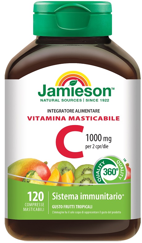 JAMIESON VITAMINA C 1000 120 COMPRESSE MASTICABILI FRUTTI TROPICALI - Farmaciapacini.it