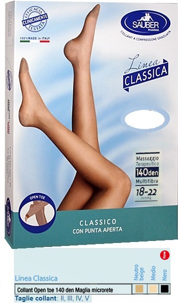 SAUBER COLLANT OPEN TOE MAGLIA MICRORETE 140 DEN COLORE NERO TAGLIA 2 LINEA CLASSICA - Farmaciapacini.it
