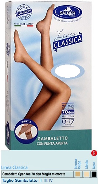 SAUBER GAMBALETTO OPEN TOE MAGLIA MICRORETE 70 DEN COLORE NERO TAGLIA 2 LINEA CLASSICA - Farmaciapacini.it