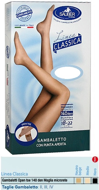 SAUBER GAMBALETTO OPEN TOE MAGLIA MICRORETE 140 DEN COLORE NERO TAGLIA 3 LINEA CLASSICA - Farmaciapacini.it