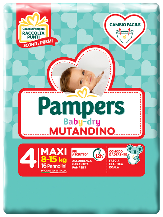 PAMPERS BABY DRY MUTANDINO SM TAGLIA 4 MAXI SMALL PACK 16 PEZZI - Farmaciapacini.it