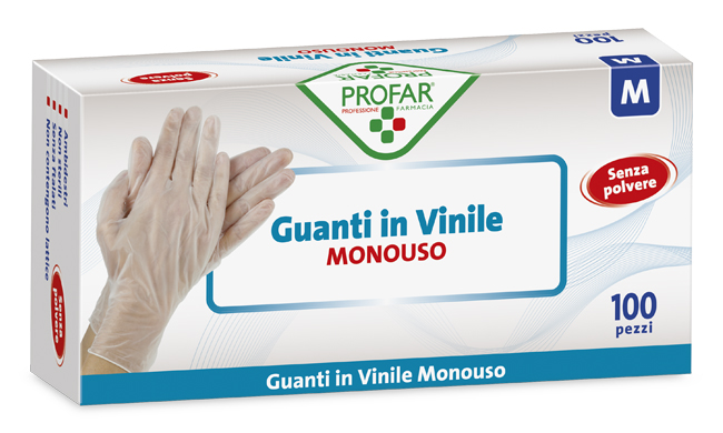 PROFAR GUANTO IN VINILE SENZA POLVERE M 100 PEZZI - Farmaciapacini.it