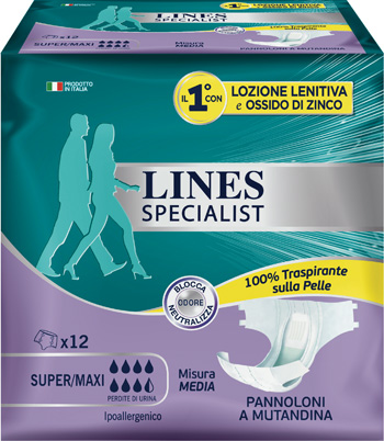 LINES SPECIALIST PANNOLONE A MUTANDA MEDIA 12 PEZZI - Farmaciapacini.it