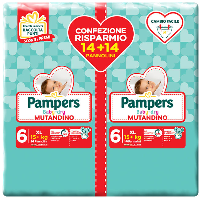 PAMPERS BABY DRY PANNOLINO A MUTANDINA DUO DWCT XL 28 PEZZI - Farmaciapacini.it