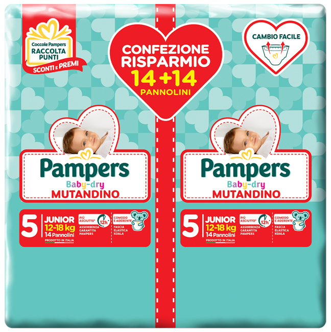 PAMPERS BABY DRY PANNOLINO A MUTANDINA DUO DWCT JUNIOR 28 PEZZI - Farmaciapacini.it