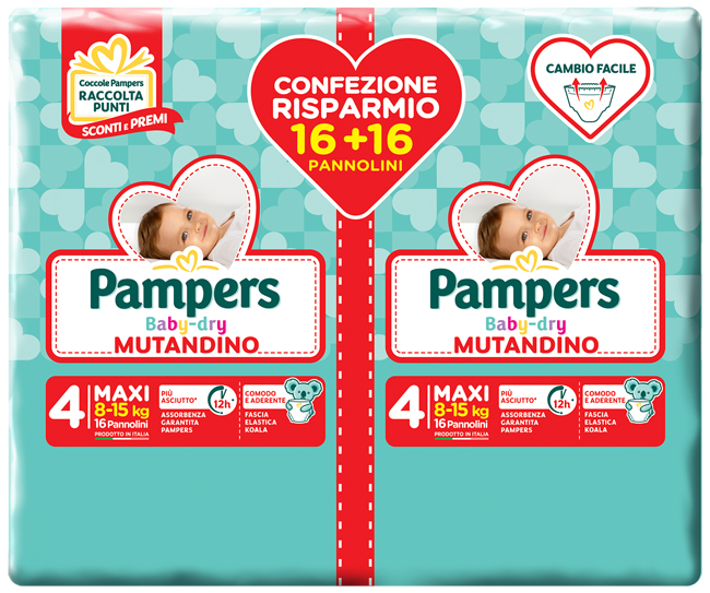 PAMPERS BABY DRY PANNOLINO A MUTANDINA DUO DWCT MAXI 32 PEZZI - Farmaciapacini.it