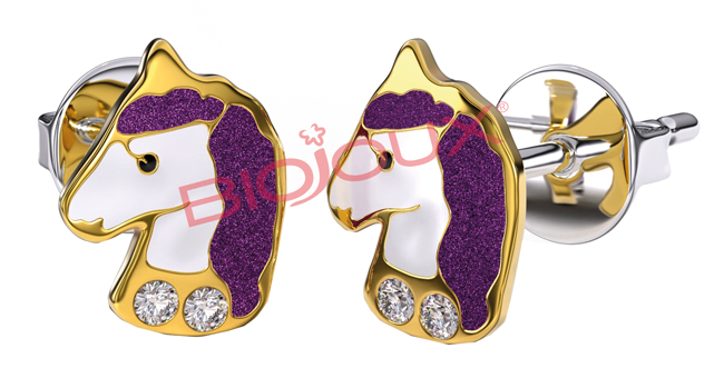 ORECCHINO STERILE BJT702 GP VIOLET UNICORN - Farmaciapacini.it