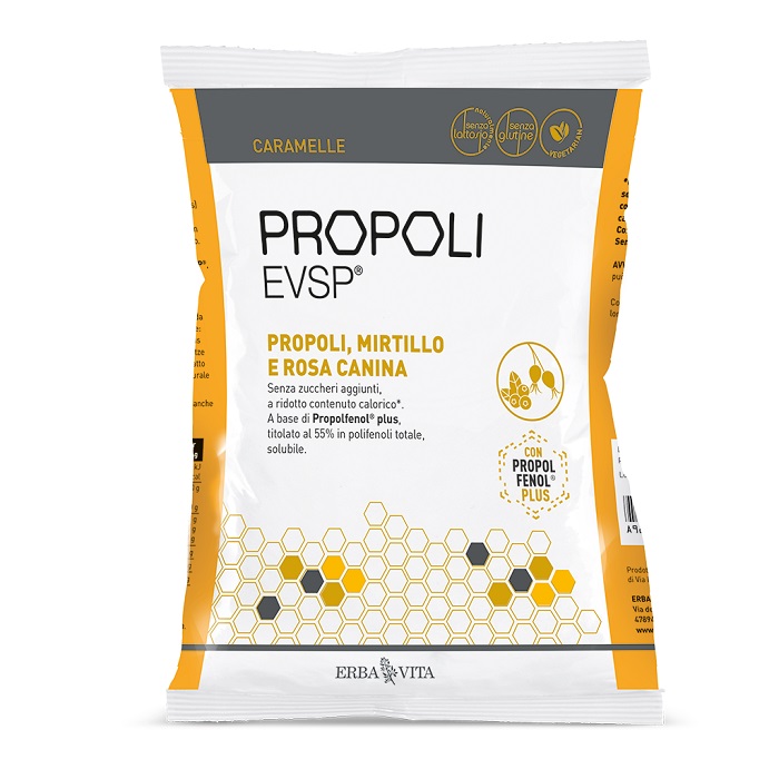PROPOLI EVSP CARAMELLE PROPOLI MIRTILLO ROSA CANINA 65 G - Farmaciapacini.it