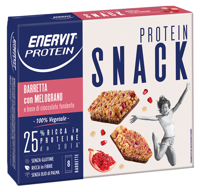 ENERVIT PROTEIN SNACK MELOGRANO RISO SOFFIATO VEGETALE 8 BARRETTE 27 G - Farmaciapacini.it