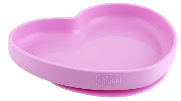 CHICCO PIATTO CUORE VENTOSA SILICONE ROSA - Farmaciapacini.it