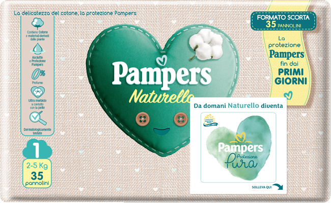 PANNOLINI PAMPERS PROTEZIONE PURA NATURELLO NEWBORN 35 PEZZI - Farmaciapacini.it