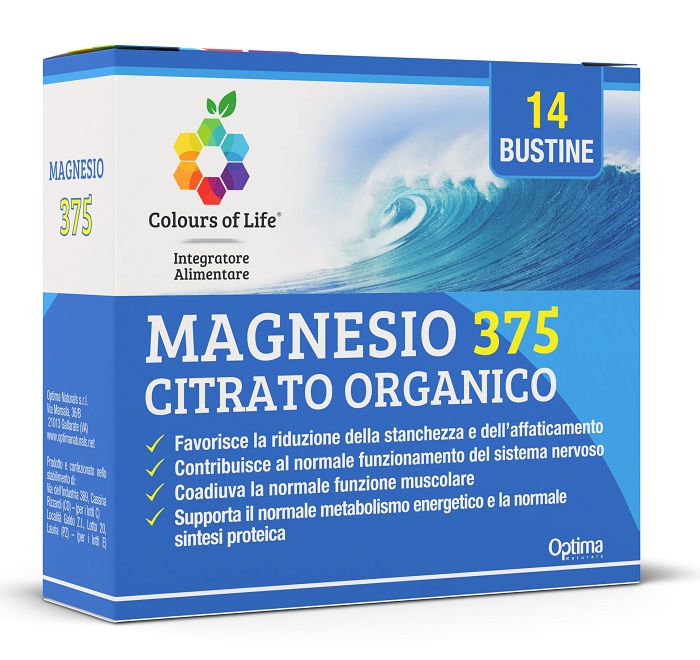 MAGNESIO 375 CITRATO ORGANICO 14 BUSTINE DA 4 G COLOURS OF LIFE - Farmaciapacini.it