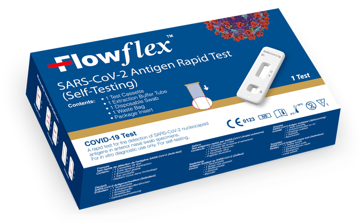 TEST ANTIGENICO RAPIDO COVID-19 FLOWFLEX AUTODIAGNOSTICO DETERMINAZIONE QUALITATIVA ANTIGENI SARS-COV-2 IN TAMPONI NASALI MEDIANTE IMMUNOCROMATOGRAFIA PROVETTA CON ALLUMINIO - Farmaciapacini.it