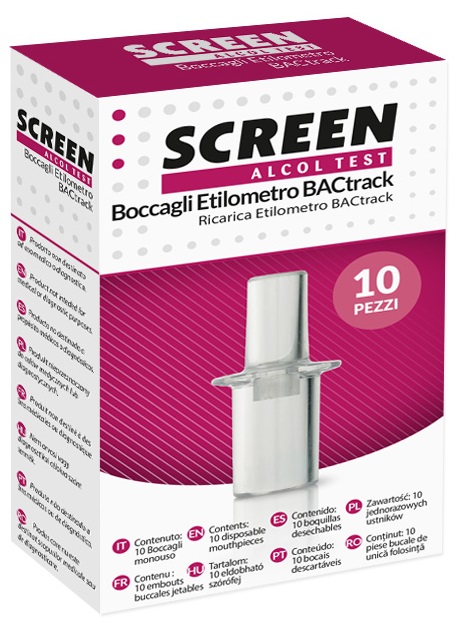 SCREEN ALCOL TEST BOCCAGLI ETILOMETRO BACTRACK RICARICA 10 PEZZI - Farmaciapacini.it