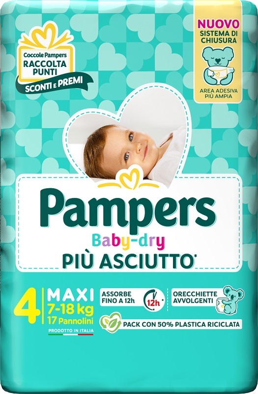 PAMPERS BABY DRY PANNOLINO DOWNCOUNT MAXI 17 PEZZI - Farmaciapacini.it
