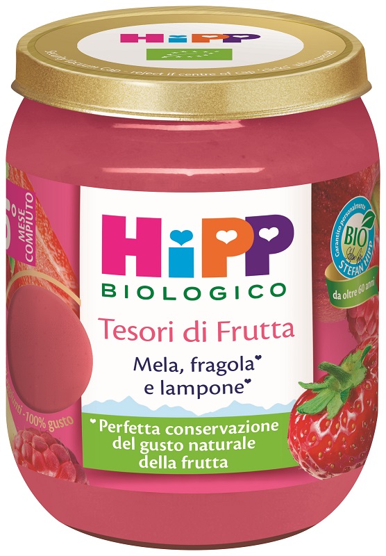 HIPP TESORI FRUTTA MELA FRAGOLA LAMPONE 160 G - Farmaciapacini.it