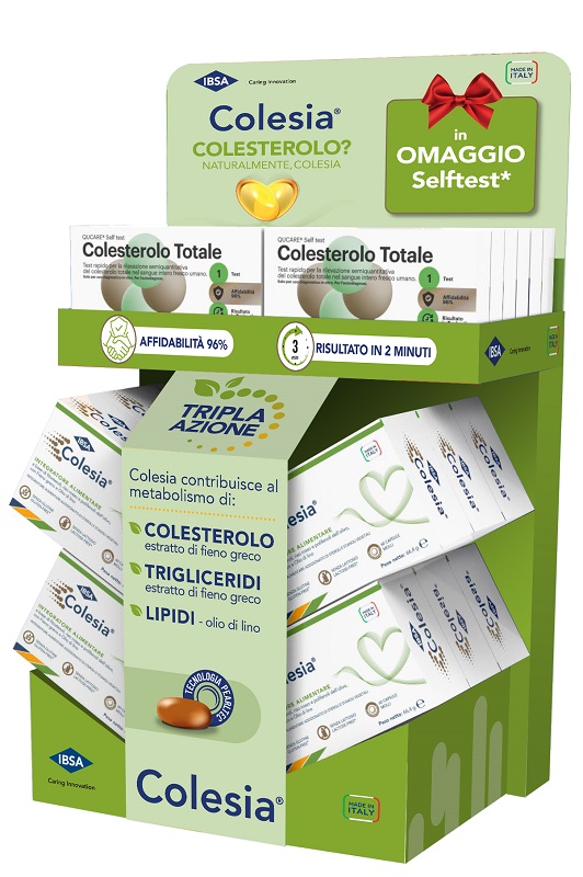 COLESIA SOFT GEL 60 CAPSULE MOLLI EXPO BANCO 12 PEZZI + 12 SELFTEST COLESTEROLO - Farmaciapacini.it